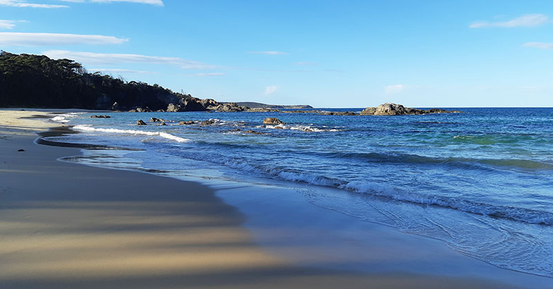Beach walk camping at Mystery Bay