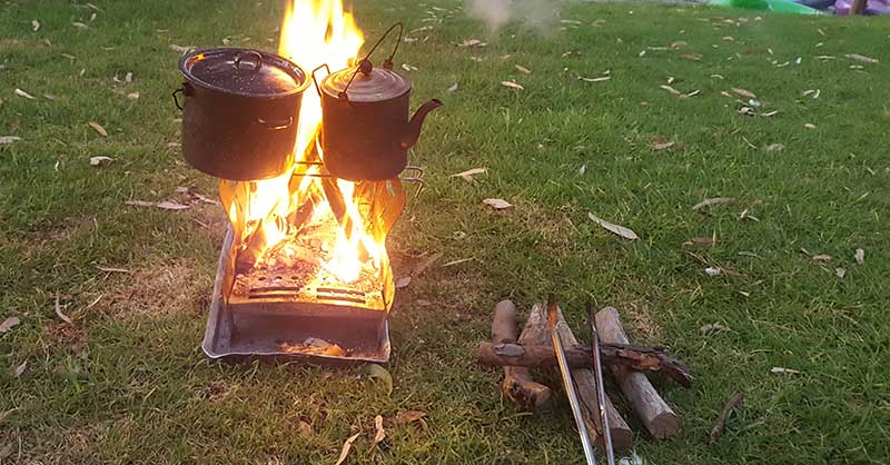 eco-friendly campfire habits: keep water in MyFire holding tray